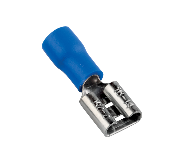 Cosse enfichable faston double isolé, bleu 6.3mm - sachet de 100 pcs