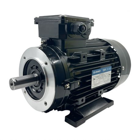 Moteur Électrique Triphasé 0.75kW/1CV, 3000Tr/min, 230/400V, B34, HA80, IE3, Alu - CEMER