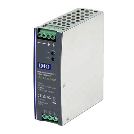 Alimentation à découpage 120W, 24VDC, 5A, autoprotégée, Montage rail DIN - LPS112024DC IMO