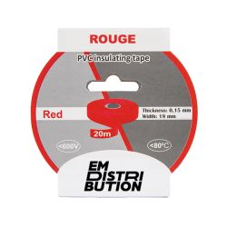 Scotch électrique PVC Rouge 19mm x 20m - Ruban adhésif isolant électricien