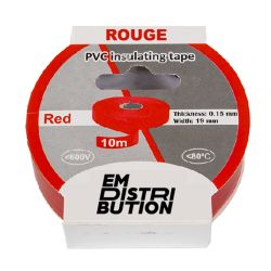 Scotch électrique PVC Rouge 19mm x 10m - Ruban adhésif isolant électricien