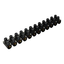 Barrette de connexion 12 plots de 4mm² 24A, domino électrique à vis en laiton - Noir