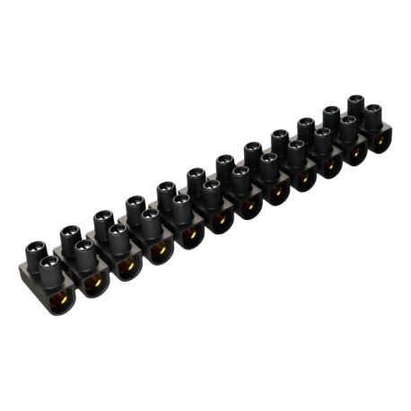 Barrette de connexion 12 plots de 4mm² 24A, domino électrique à vis en laiton - Noir