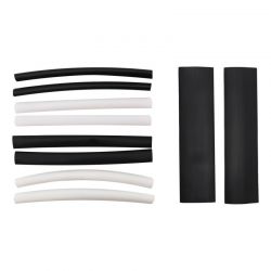 Lot de 10 gaines thermorétractable 8cm blanches et noires 4xØ3,5mm + 4xØ5mm + 2xØ13mm